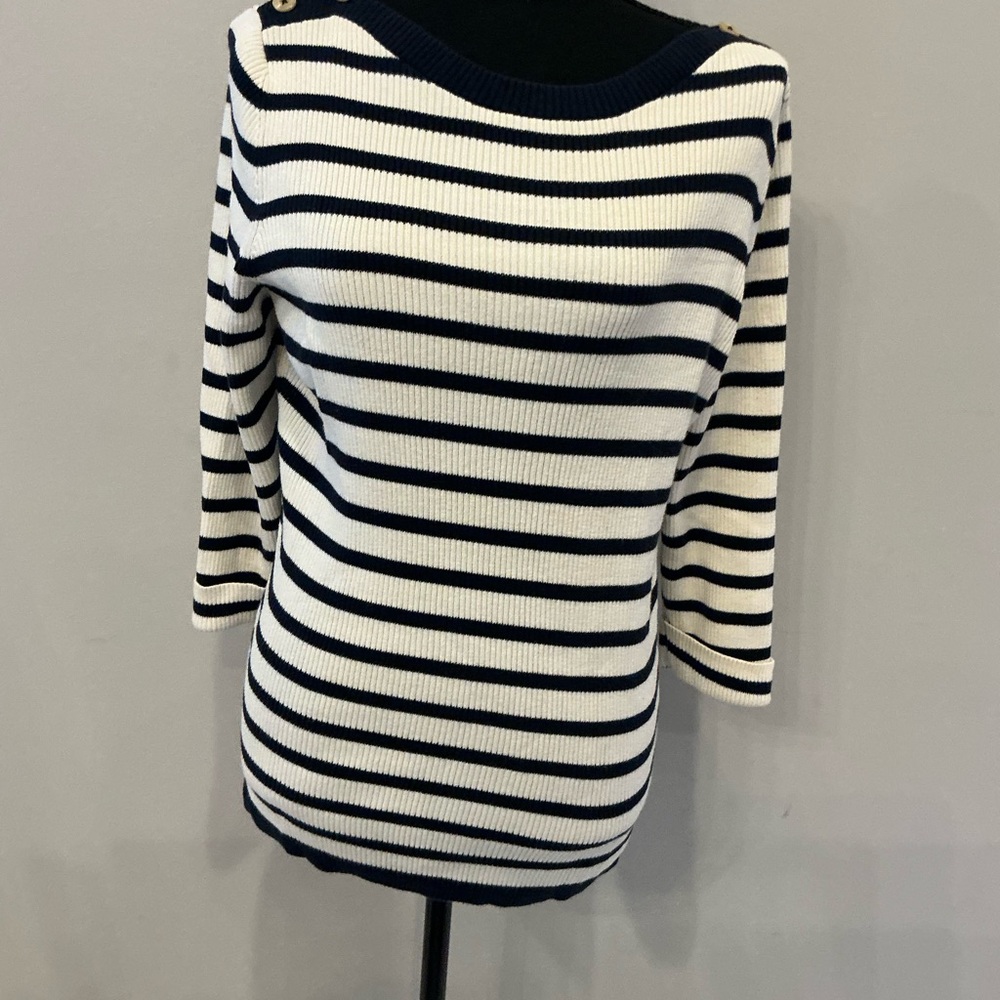 Brooks Brothers Striped Navy and White Sweater XL